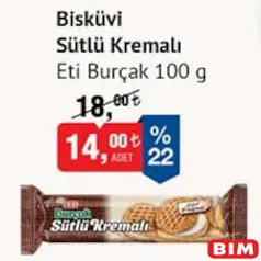 ETİ BURÇAK BİSKÜVİ SÜTLÜ KREMALI 100 G